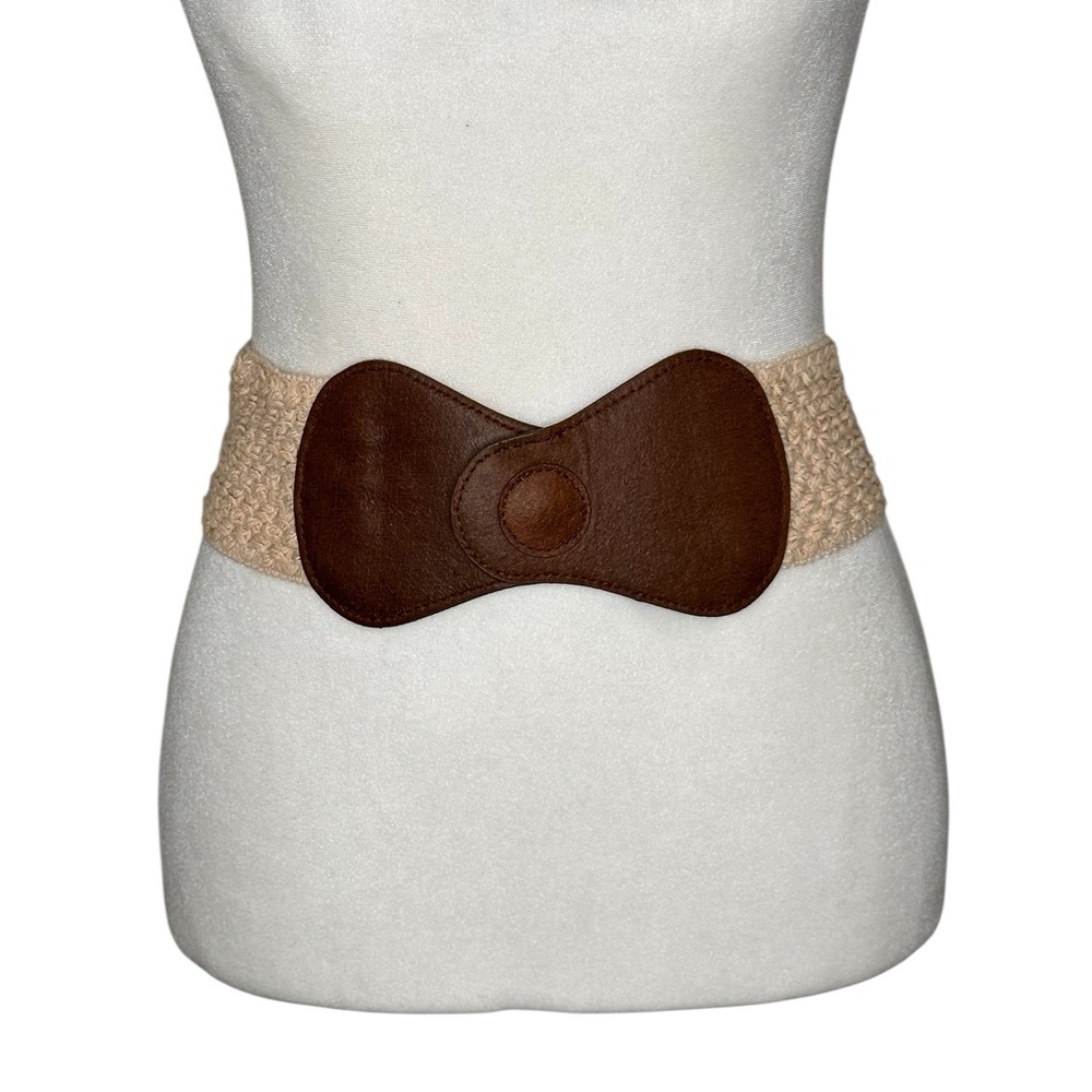 Vintage Brown and cream elastic woven Women's Belt